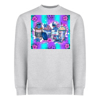 Heather Grey stitch coffee cups Heavyweight Sweatshirt - Zillion Design Studio