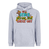 Heather Grey get jesus before you check out Heavyweight Hoodie - MaliasSmallBusiness
