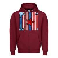 Burgundy 4th of july stars and stripes seamless pattern Zipper Hoodie - BundleAndBundleShop