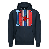 Navy 4th of july stars and stripes seamless pattern Zipper Hoodie - BundleAndBundleShop