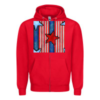 Red 4th of july stars and stripes seamless pattern Zipper Hoodie - BundleAndBundleShop