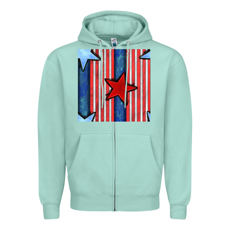 4th Of July Stars And Stripes Seamless Pattern Zipper Hoodie by BundleAndBundleShop | Teevron