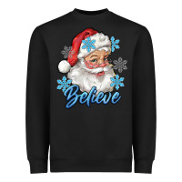Black santa blue believe Heavyweight Sweatshirt - RanaPortraitStore