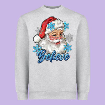 Santa Blue Believe Heavyweight Sweatshirt Designed By Ranaportraitstore