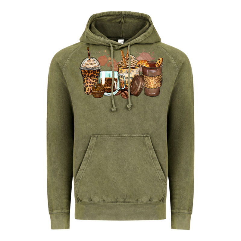 Leopard Coffee Cups Vintage Hoodie by Zillion Design Studio | Teevron