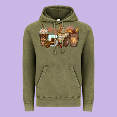 Leopard Coffee Cups Vintage Hoodie Designed By Zillion Design Studio