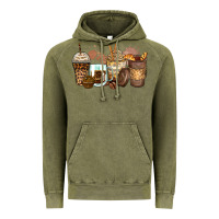 Vintage Olive leopard coffee cups Vintage Hoodie - Zillion Design Studio