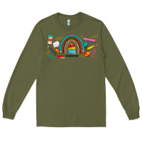 Army Green teacher life rainbow frosted Long Sleeve Tee - JahusDesignShop