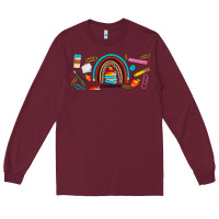 Burgundy teacher life rainbow frosted Long Sleeve Tee - JahusDesignShop