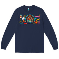 Navy teacher life rainbow frosted Long Sleeve Tee - JahusDesignShop