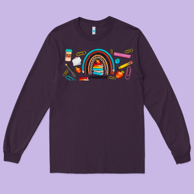 Teacher Life Rainbow Frosted Long Sleeve Tee Designed By Jahusdesignshop