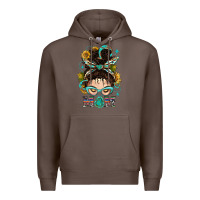 Coffee Western Messy Bun Mom With Sunflower Premium Hoodie - BundleAndBundleShop