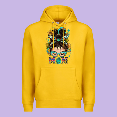 Western Messy Bun Mom With Sunflower Premium Hoodie Designed By Bundleandbundleshop