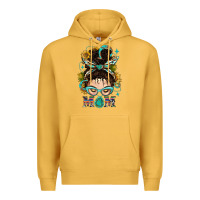 Mustard Western Messy Bun Mom With Sunflower Premium Hoodie - BundleAndBundleShop