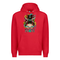 Red Western Messy Bun Mom With Sunflower Premium Hoodie - BundleAndBundleShop