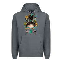 Rock Western Messy Bun Mom With Sunflower Premium Hoodie - BundleAndBundleShop