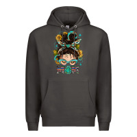 Smoke Western Messy Bun Mom With Sunflower Premium Hoodie - BundleAndBundleShop
