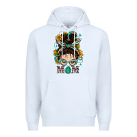 White Western Messy Bun Mom With Sunflower Premium Hoodie - BundleAndBundleShop