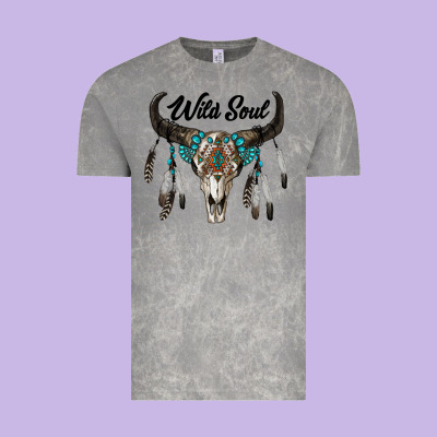 Wild Soul Boho Skull Vintage Tee Designed By Ranaportraitstore