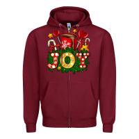 Burgundy christmas joy coffee and candies Zipper Hoodie - AdoDesignShop