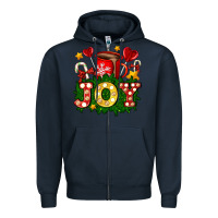 Navy christmas joy coffee and candies Zipper Hoodie - AdoDesignShop