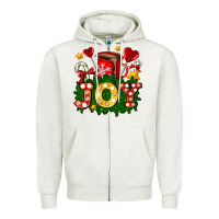 Oatmeal Heather christmas joy coffee and candies Zipper Hoodie - AdoDesignShop