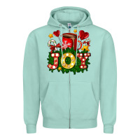 Seafoam christmas joy coffee and candies Zipper Hoodie - AdoDesignShop