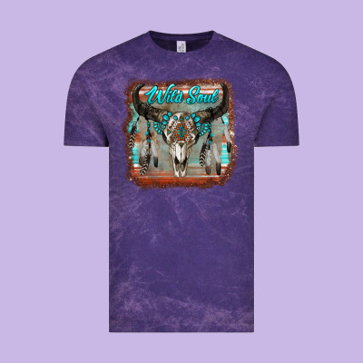 Wild Soul Boho Skull With Background Vintage Tee Designed By Ranaportraitstore