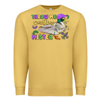 Antique Gold throw me something mister mardi gras duck Premium Sweatshirt - MaliasSmallBusiness