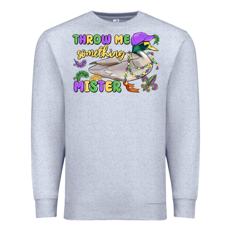 Throw Me Something Mister Mardi Gras Duck Premium Sweatshirt by MaliasSmallBusiness | Teevron
