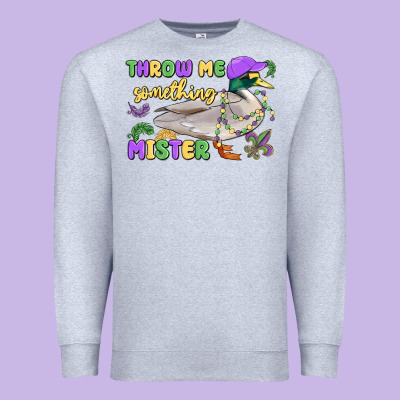Throw Me Something Mister Mardi Gras Duck Premium Sweatshirt Designed By Maliassmallbusiness