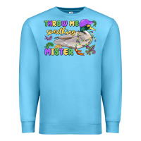 Ocean Blue throw me something mister mardi gras duck Premium Sweatshirt - MaliasSmallBusiness