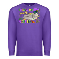 Purple throw me something mister mardi gras duck Premium Sweatshirt - MaliasSmallBusiness