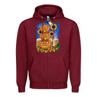 Burgundy pumpkin sunflower Zipper Hoodie - JahusDesignShop