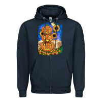 Navy pumpkin sunflower Zipper Hoodie - JahusDesignShop