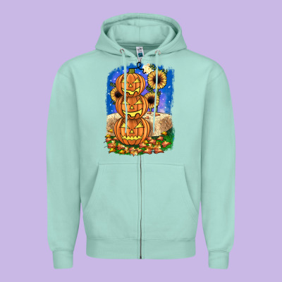 Pumpkin Sunflower Zipper Hoodie Designed By Jahusdesignshop
