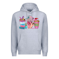 Heather Grey Nail Coffee Cups With Rings Bbs Premium Hoodie - BundleAndBundleShop