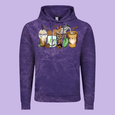 Latte Coffee Cups Vintage Hoodie Designed By Zillion Design Studio