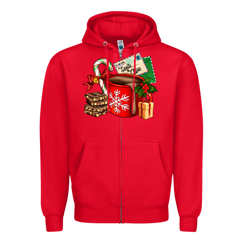 Christmas Hot Chocolate Cup With Gift And Letters Zipper Hoodie by AdoDesignShop | Teevron
