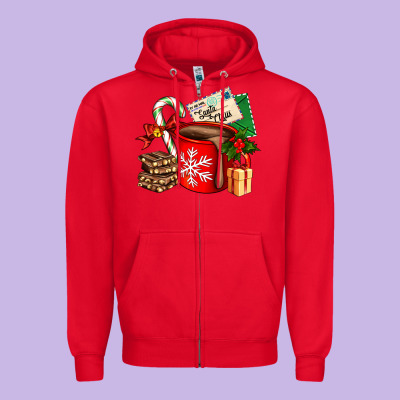 Christmas Hot Chocolate Cup With Gift And Letters Zipper Hoodie Designed By Adodesignshop