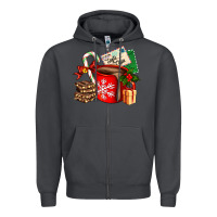 Smoke Christmas hot chocolate cup with gift and letters Zipper Hoodie - AdoDesignShop