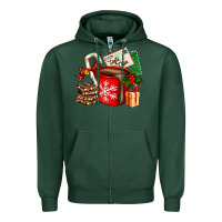 Sports Green Christmas hot chocolate cup with gift and letters Zipper Hoodie - AdoDesignShop