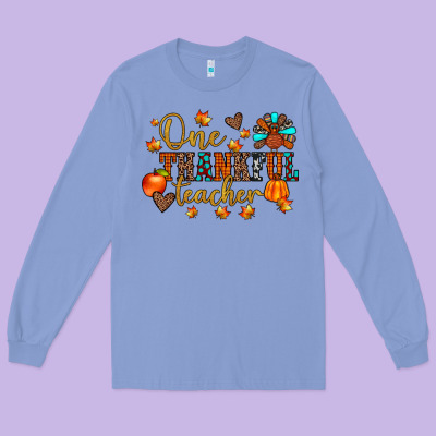 One Thankful Teacher Long Sleeve Tee Designed By Jahusdesignshop
