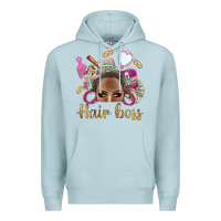 Blue Mist Hair Boss Afro Messy Bun With Money Bbs Premium Hoodie - BundleAndBundleShop