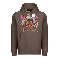 Coffee Hair Boss Afro Messy Bun With Money Bbs Premium Hoodie - BundleAndBundleShop