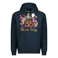 Navy Hair Boss Afro Messy Bun With Money Bbs Premium Hoodie - BundleAndBundleShop