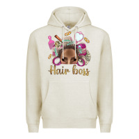 Oatmeal Heather Hair Boss Afro Messy Bun With Money Bbs Premium Hoodie - BundleAndBundleShop