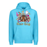Ocean Blue Hair Boss Afro Messy Bun With Money Bbs Premium Hoodie - BundleAndBundleShop