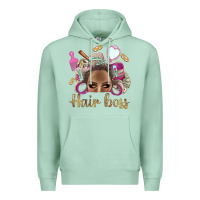 Seafoam Hair Boss Afro Messy Bun With Money Bbs Premium Hoodie - BundleAndBundleShop