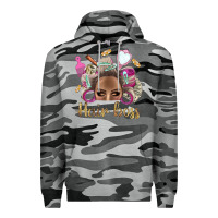 Slate Camo Hair Boss Afro Messy Bun With Money Bbs Premium Hoodie - BundleAndBundleShop
